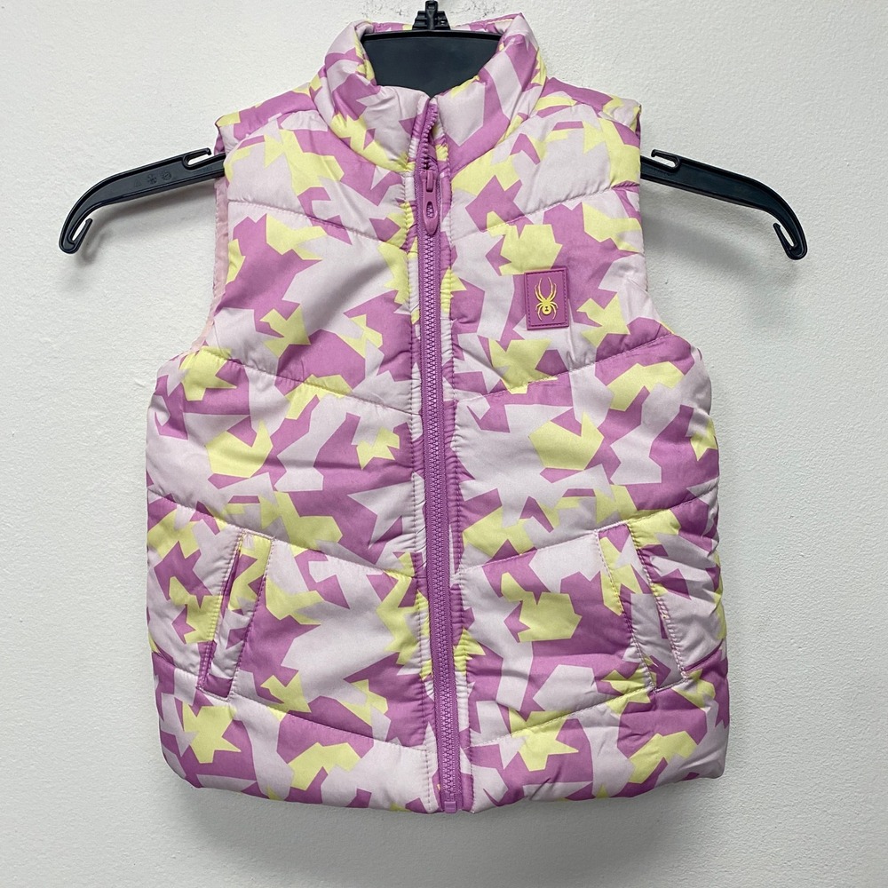 Spyder Puffer Vest Full Zip Camo Print Sleeveless Jacket Kids Size 3T